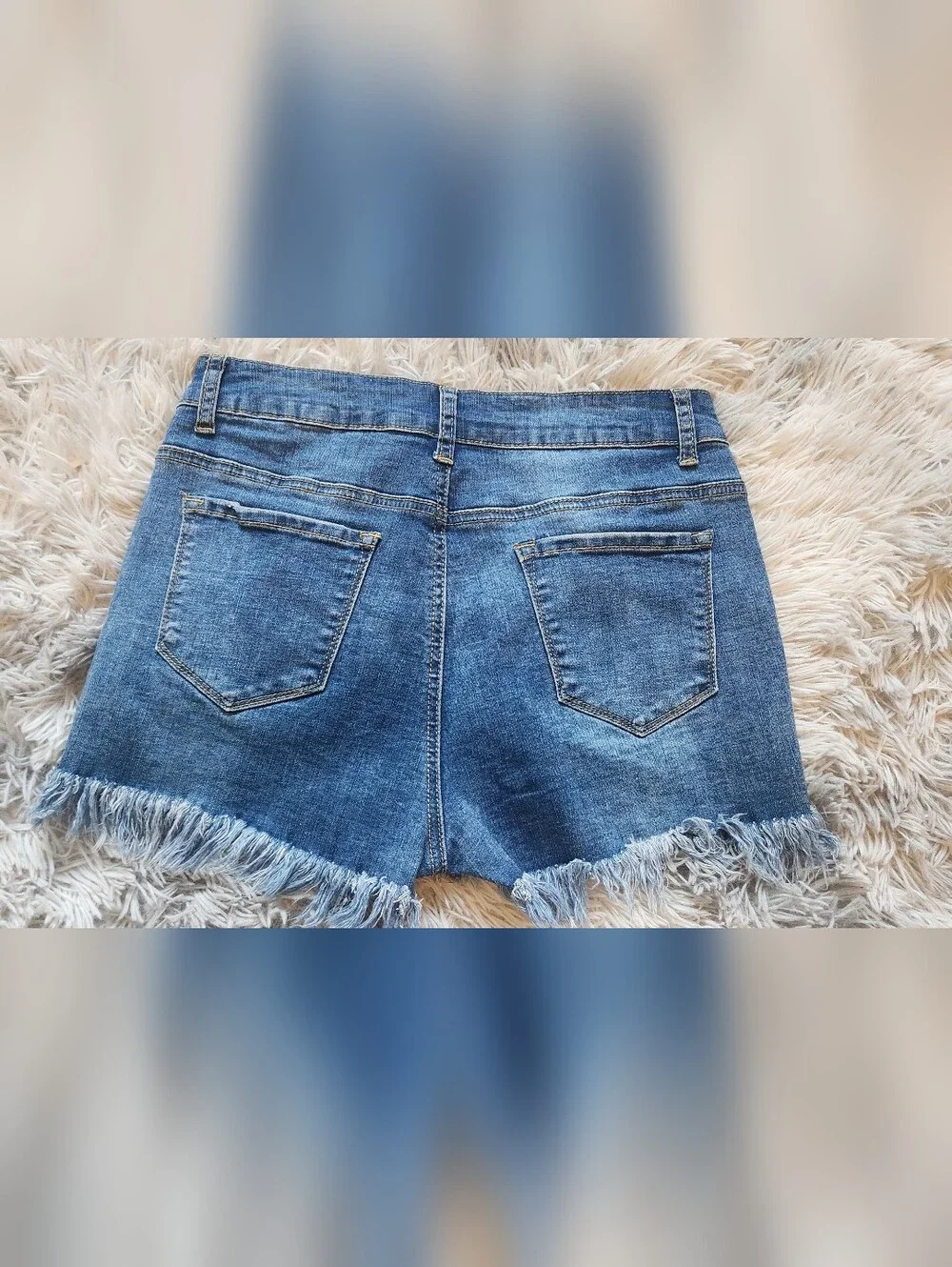 Amazon Blue Distressed Denim Cutoff Shorts